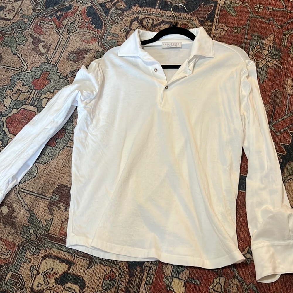 Luca Faloni White Long Sleeve Polo
